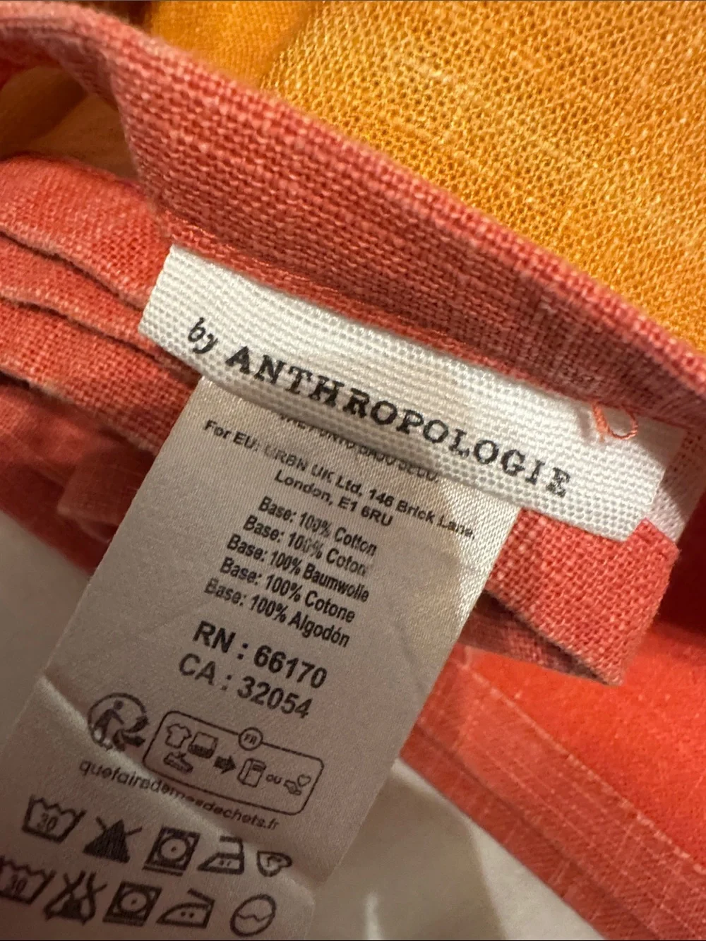 Anthropologie Maximus Ombre Shower Curtain in Gold, Coral & Cream. New